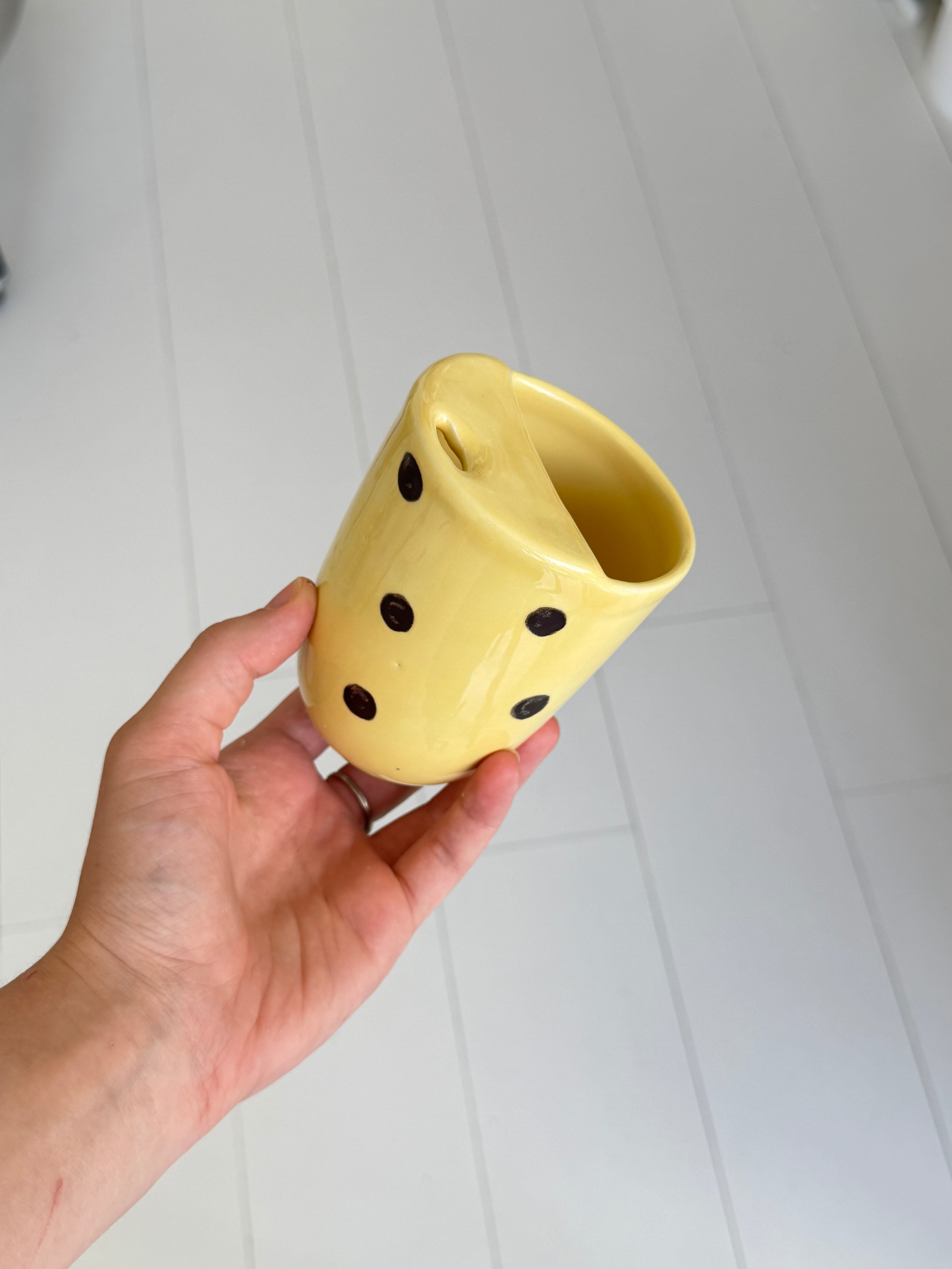 Dotty butteryellow travel mug - second sale